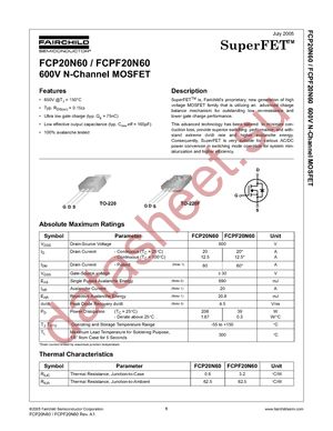 FCPF20N60 datasheet  